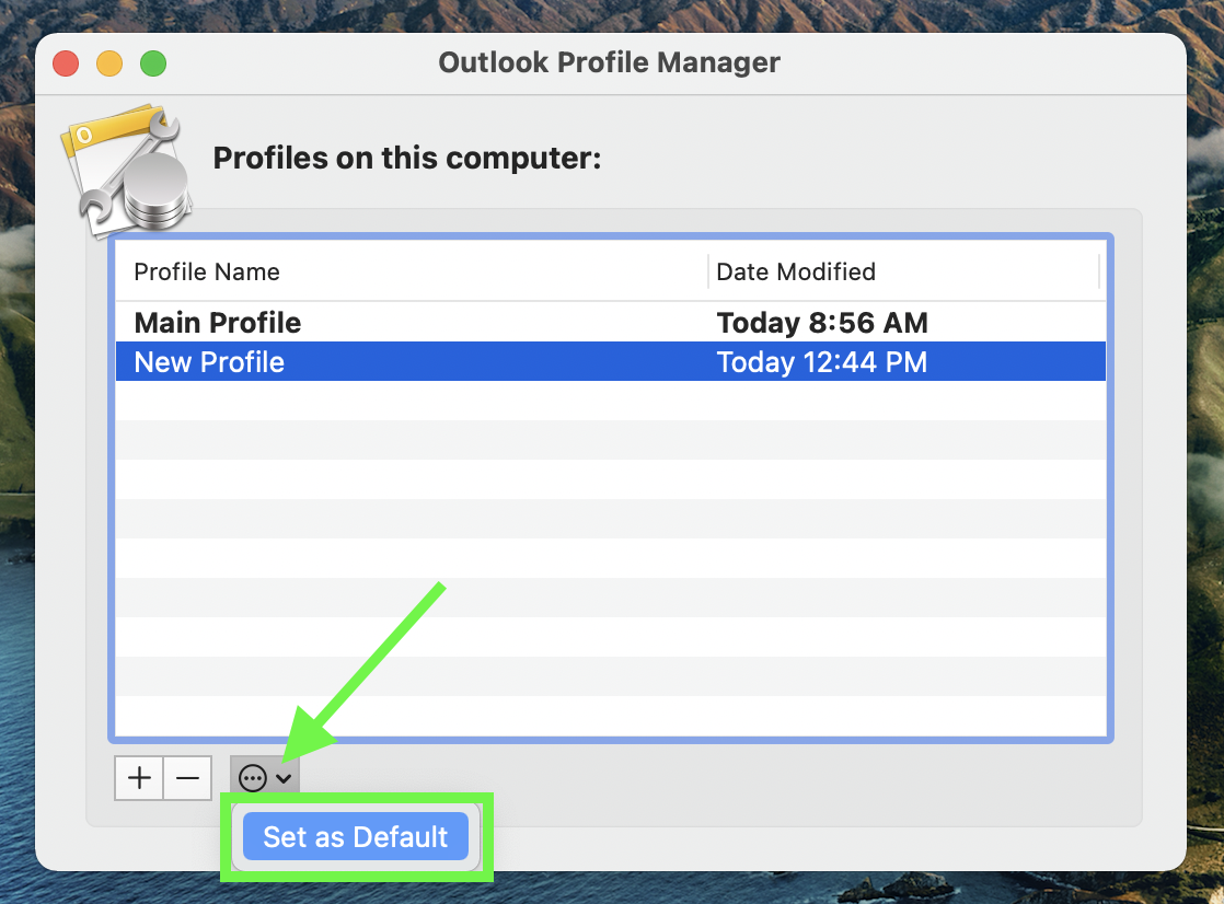 mac outlook new profile